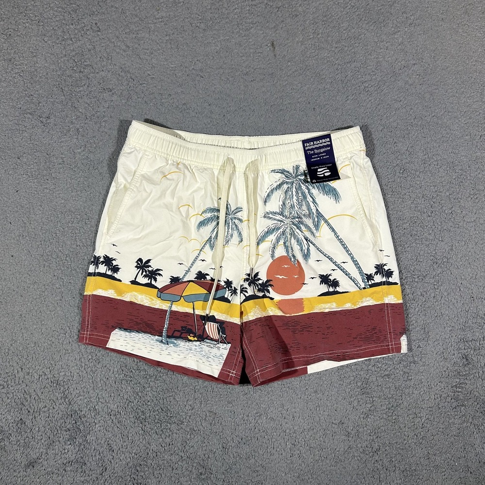 NWT Fair Harbor The Bungalow Swim Trunks Men's Large Tropical Beach #3839